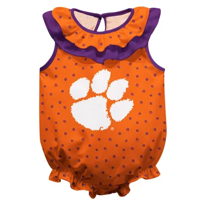 Clemson Tigers Girls Infant Sleeveless Swirls Ruffle Bodysuit - Orange