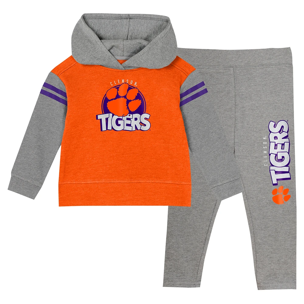 Ensemble sweat à capuche et legging pour filles de l'école maternelle Orange Clemson Tigers