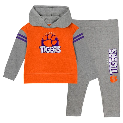 Ensemble sweat à capuche et legging pour filles de l'école maternelle Orange Clemson Tigers