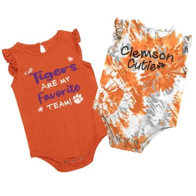 Clemson Tigers Colosseum Girls Newborn & Infant Two Bits Two-Pack Bodysuit Set - Orange