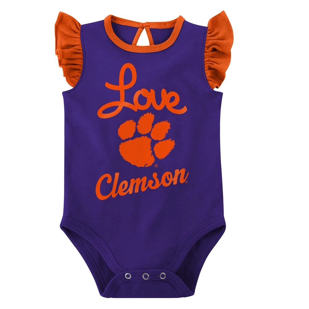 Lot de 2 bodys orange/violet Clemson Tigers Spread the Love pour nouveau-nés et nourrissons