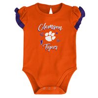 Girls Newborn & Infant Orange/Purple Clemson Tigers Too Much Love Two-Piece Bodysuit Set