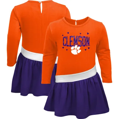 Clemson Tigers Girls Preschool Heart to French Terry Dress - Orange