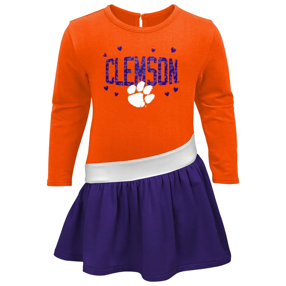 Robe en molleton orange Clemson Tigers Heart to pour fille d'âge préscolaire