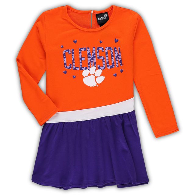 Robe en molleton orange Clemson Tigers Heart to pour fille d'âge préscolaire