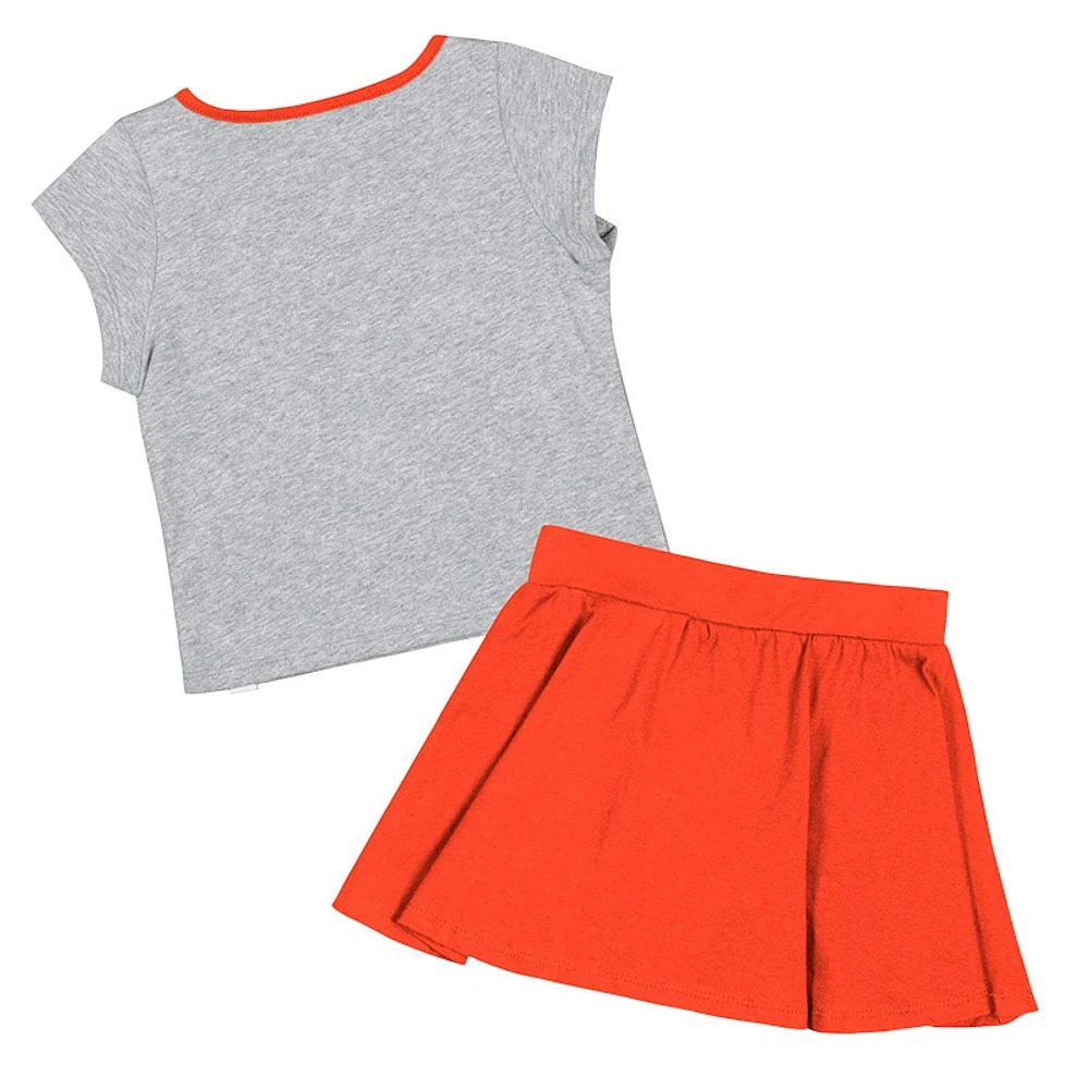 Ensemble deux pièces t-shirt et jupe Colosseum Heather Grey Clemson Tigers Minds For Molding pour filles