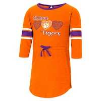 Girls Toddler Colosseum Heathered Orange Clemson Tigers Poppin Sleeve Stripe Dress