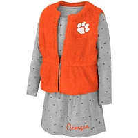 Ensemble gilet et robe Colosseum Orange Clemson Tigers Meowing pour filles