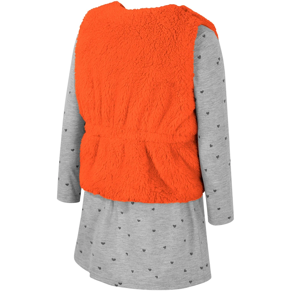 Ensemble gilet et robe Colosseum Orange Clemson Tigers Meowing pour filles