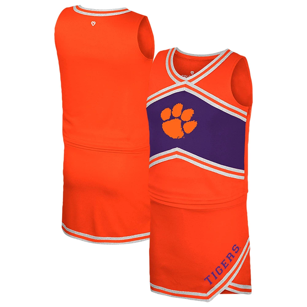 Ensemble haut et jupe de pom-pom girl orange Clemson Tigers Colosseum pour filles