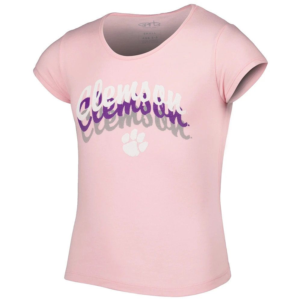 T-shirt Charlotte en trois mélanges rose Clemson Tigers Garb pour fille