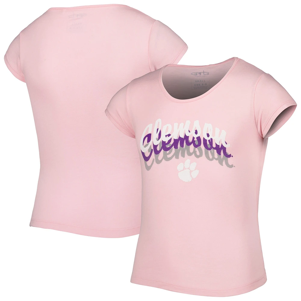 T-shirt Charlotte en trois mélanges rose Clemson Tigers Garb pour fille