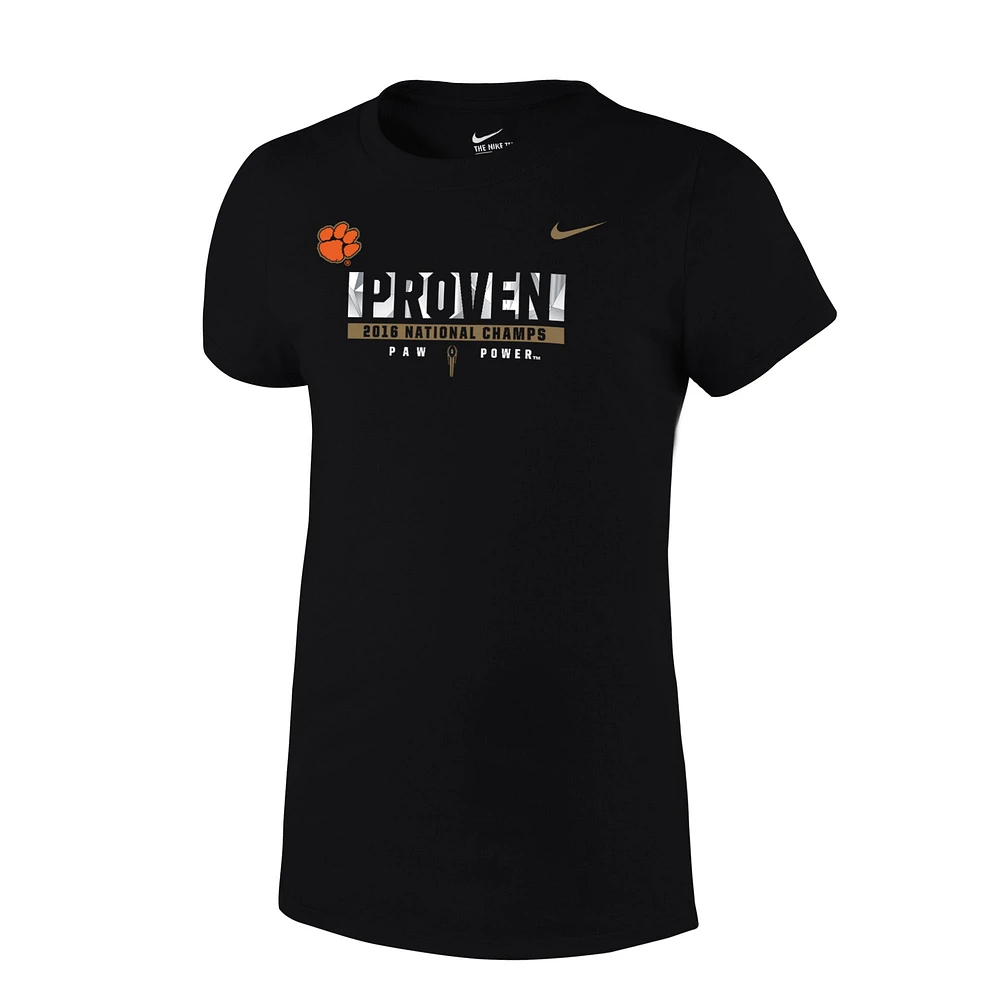 T-shirt Nike pour jeunes filles, noir, Clemson Tigers College Football Playoff 2016 National Champions Locker Room