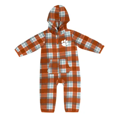 Clemson Tigers Colosseum Infant Farays Plaid Full-Zip Hoodie Jumper - Orange/Gray