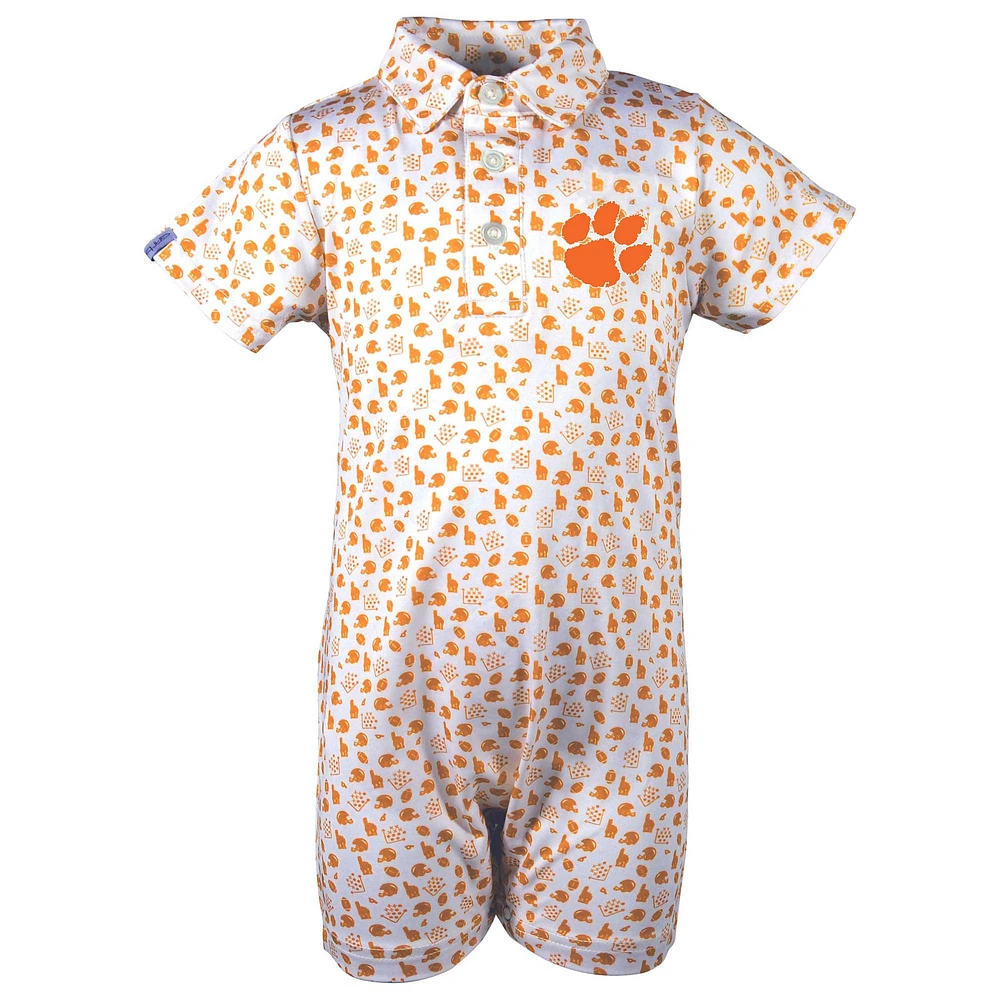 Grenouillère blanche Earnest Polo Garb pour bébé Clemson Tigers