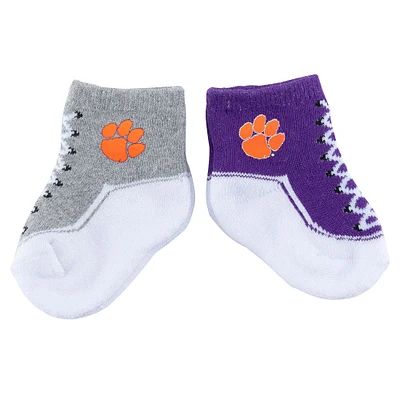 Lot de deux paires de chaussettes pour bébé ZooZatz Clemson Tigers