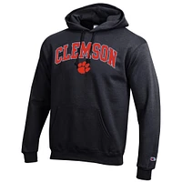 Men's Champion  Black Clemson Tigers Arched Logo Fleece Pullover Hoodie