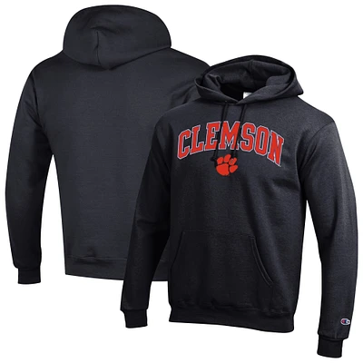 Men's Champion  Black Clemson Tigers Arched Logo Fleece Pullover Hoodie