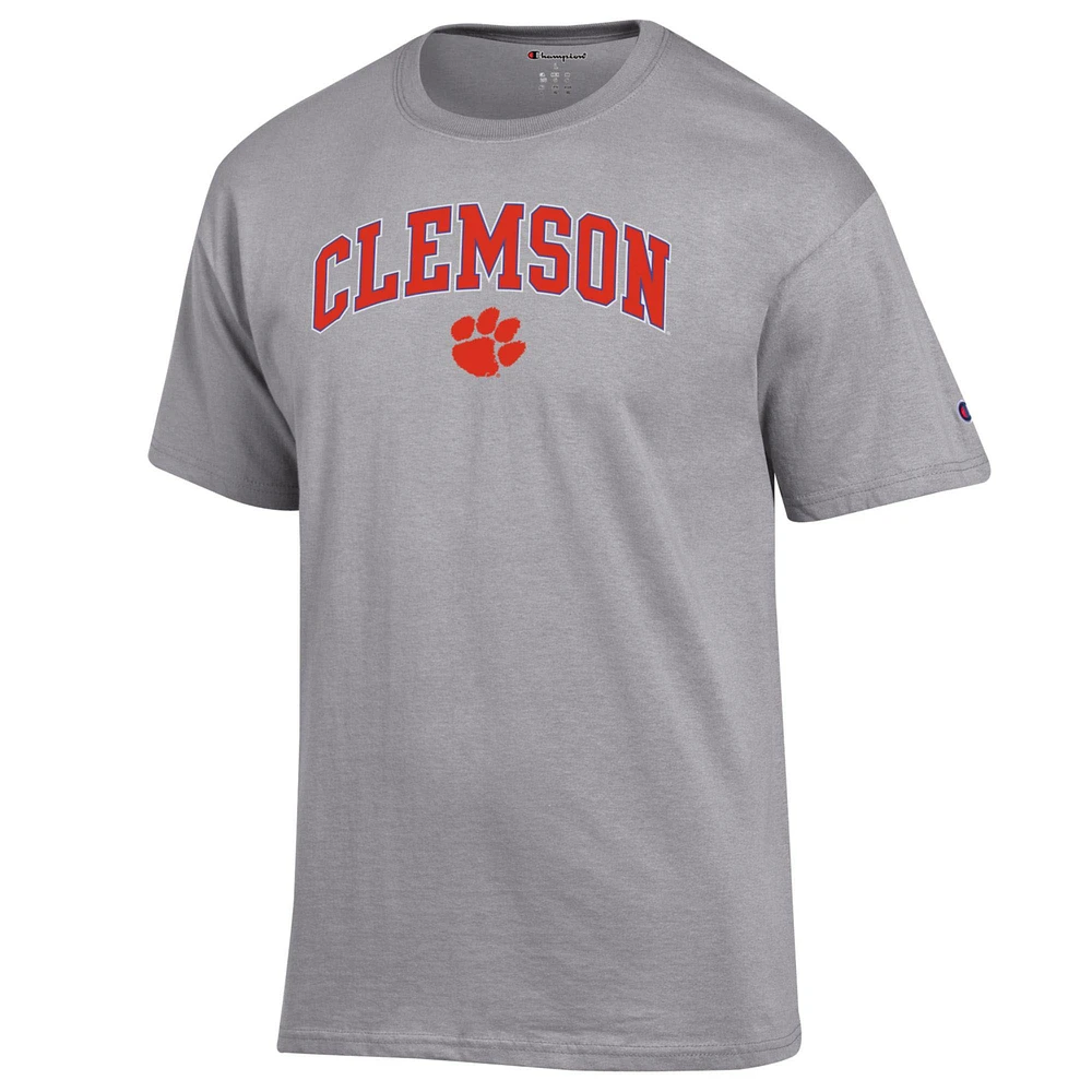 Men's Champion  Heather Gray Clemson Tigers Arched Logo T-Shirt