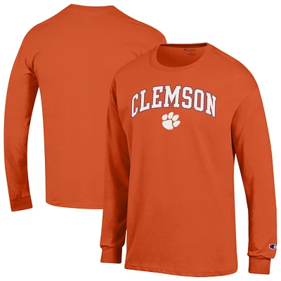 T-shirt à manches longues pour homme Champion Orange Clemson Tigers Arch Over Logo