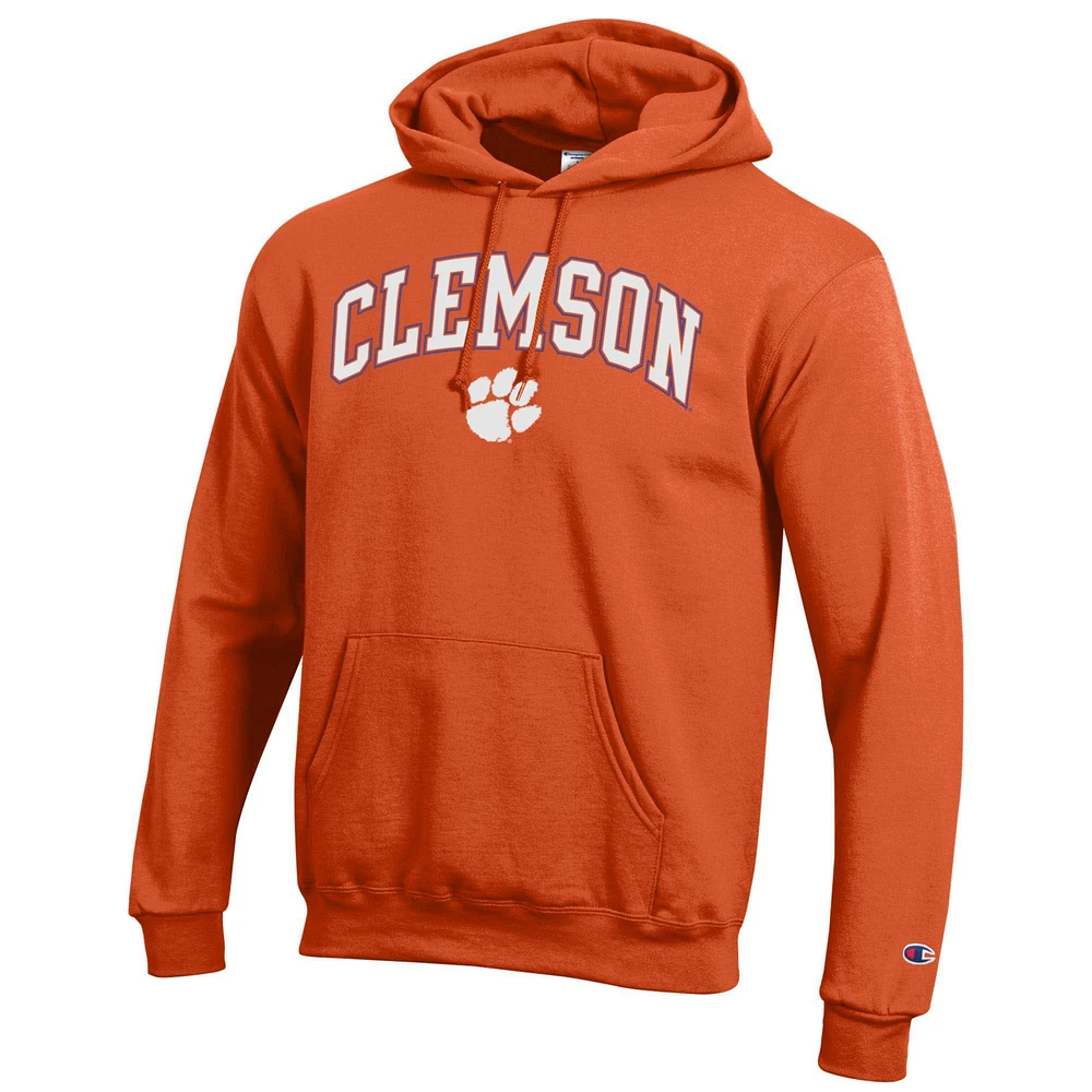 Men's Champion Clemson Tigers Arched Logo Fleece Pullover Hoodie
