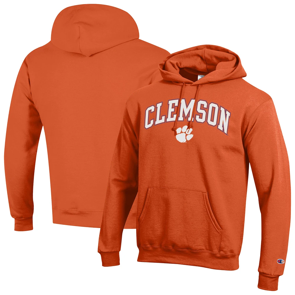 Men's Champion Clemson Tigers Arched Logo Fleece Pullover Hoodie