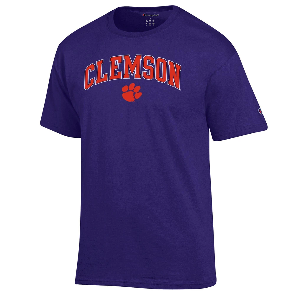 Men's Champion  Purple Clemson Tigers Arch Over Logo T-Shirt