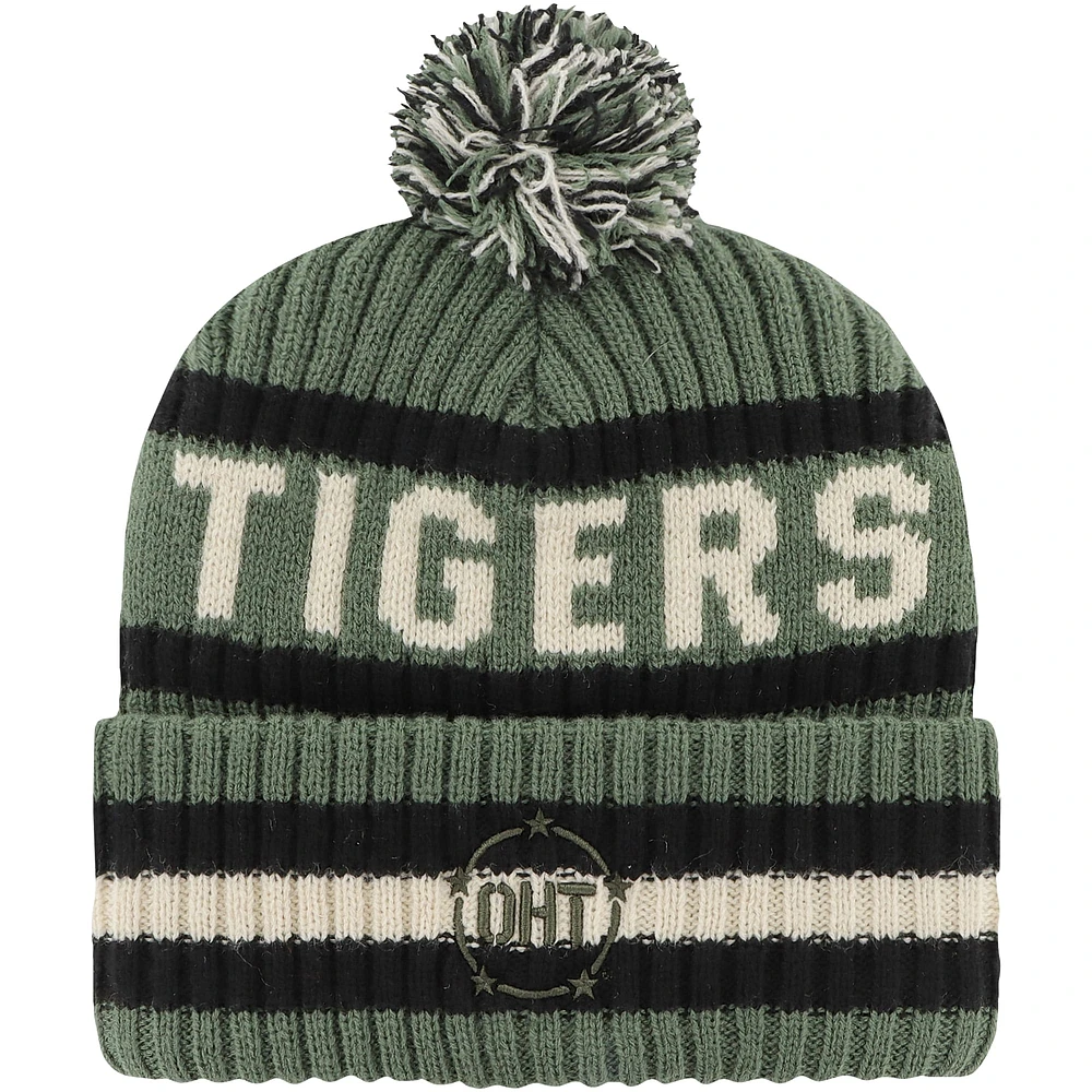 Bonnet en tricot à revers Bering pour hommes '47 vert Clemson Tigers OHT Military Appréciation avec pompon