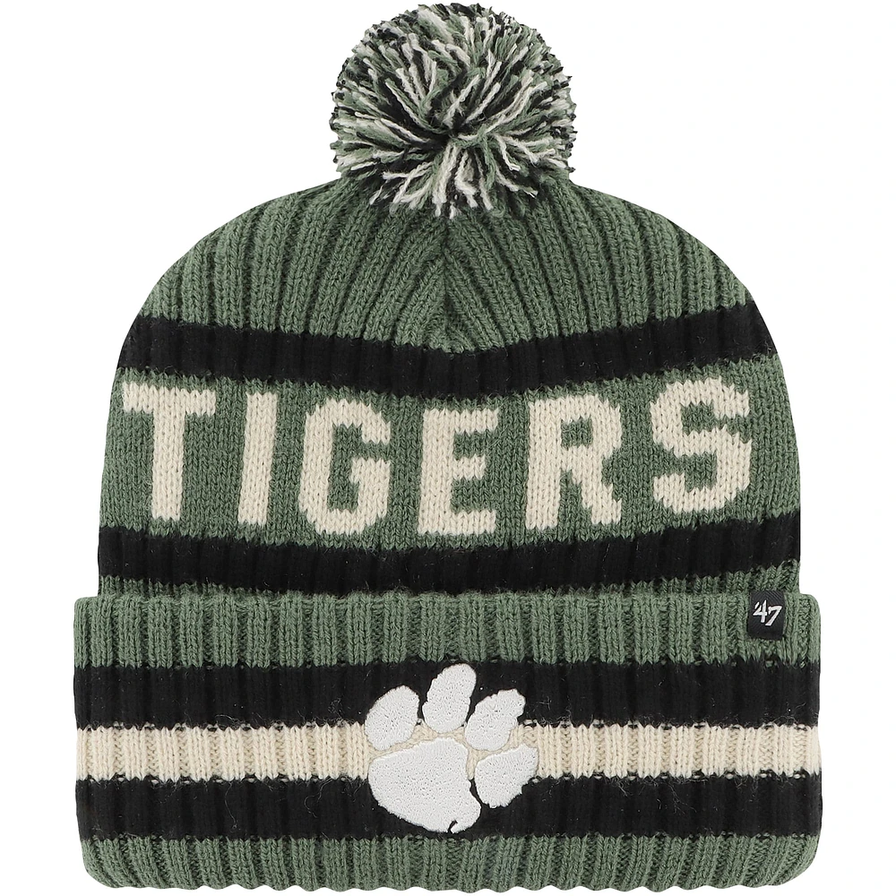 Bonnet en tricot à revers Bering pour hommes '47 vert Clemson Tigers OHT Military Appréciation avec pompon