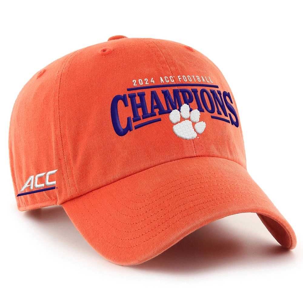 Casquette ajustable pour homme '47 Orange Clemson Tigers 2024 ACC Football Conference Champions Clean Up