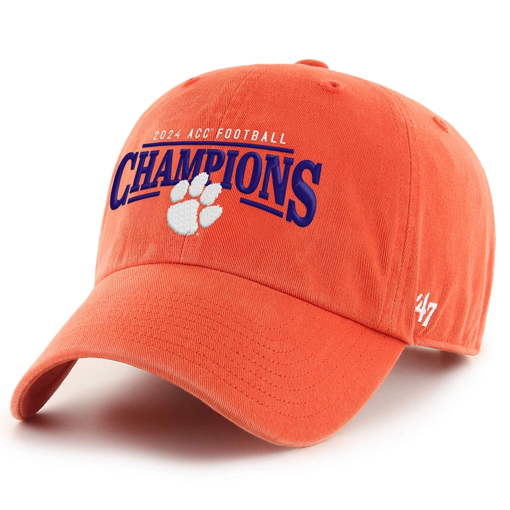 Casquette ajustable pour homme '47 Orange Clemson Tigers 2024 ACC Football Conference Champions Clean Up