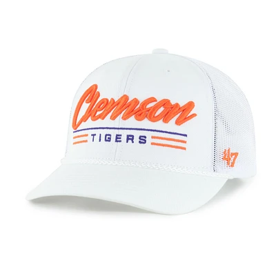 Men's '47 White Clemson Tigers Garner Rope Trucker Adjustable Hat