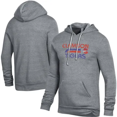 Clemson Tigers Alternative Apparel Team Stack Challenger Tri-Blend Pullover Hoodie - Heathered Gray