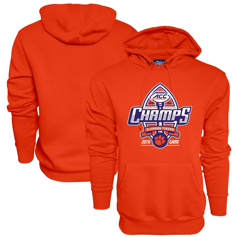 Sweat à capuche bleu 84 orange Clemson Tigers 2024 ACC Football Conference Champions Locker Room pour homme