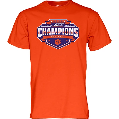 Men's Blue 84  Orange Clemson Tigers 2025 ACC Softball Conference Tournament Champions Locker Room T-Shirt