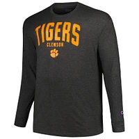 T-shirt à manches longues Champion Charcoal Clemson Tigers Big & Tall Arch pour hommes