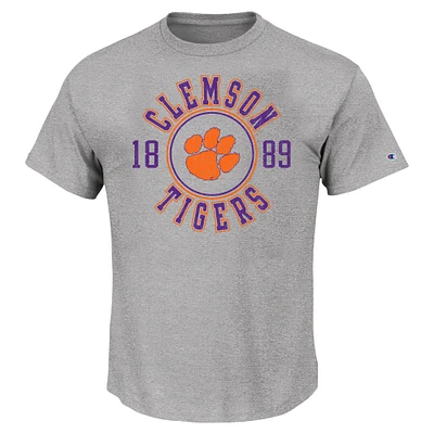 T-shirt Champion Heather Grey Clemson Tigers Big & Tall Circle Logo pour hommes