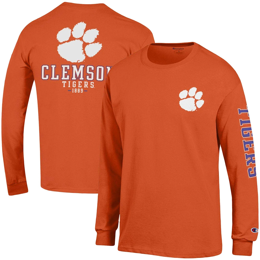 T-shirt à manches longues Champion Orange Clemson Tigers Team Stack pour homme