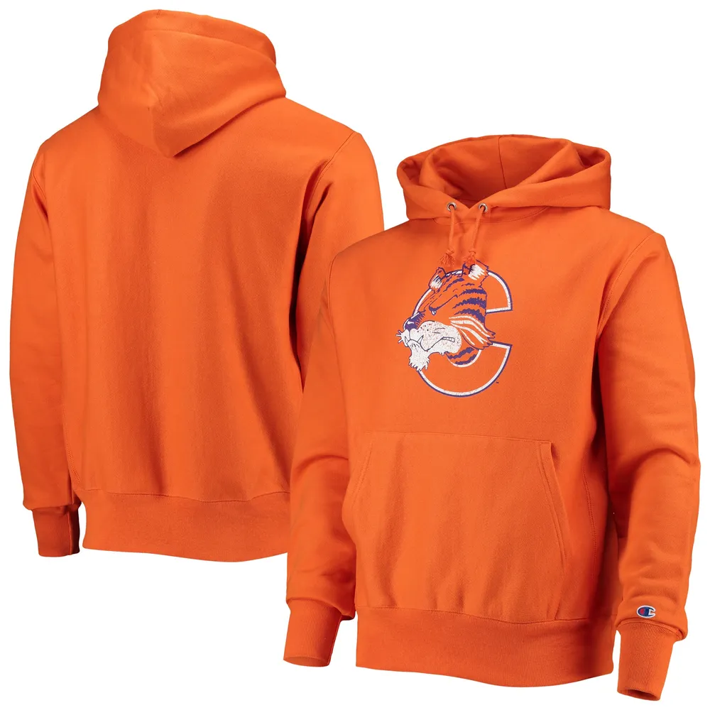 Chandail à capuchon orange pour hommes Champion Clemson Tigers Vault Logo Reverse Weave