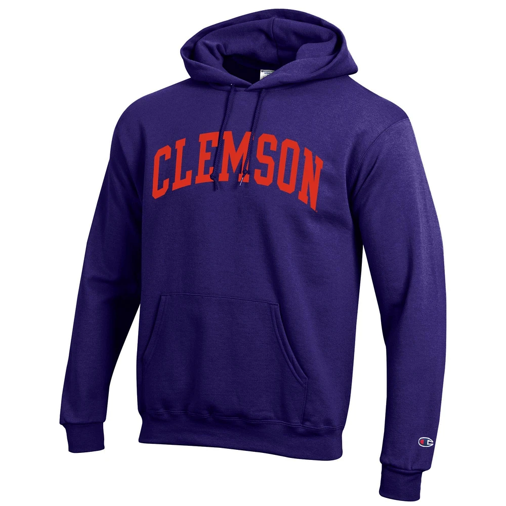 Men's Champion  Purple Clemson Tigers Basic Arch Fleece Pullover Hoodie