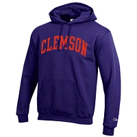 Men's Champion  Purple Clemson Tigers Basic Arch Fleece Pullover Hoodie