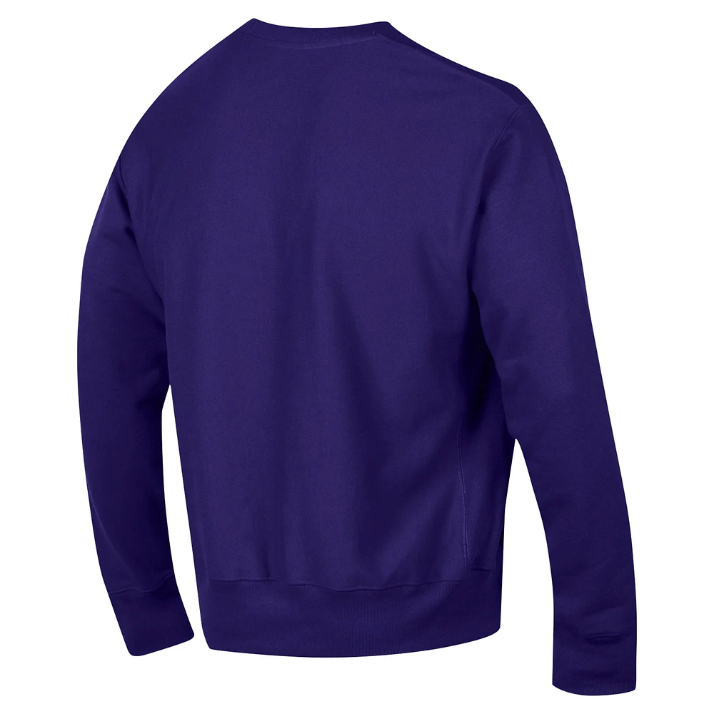 Men's Champion Purple Clemson Tigers Vault Late Night Reverse Weave Pullover Sweatshirt