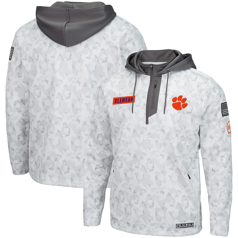 Sweat à capuche zippé Colosseum Arctic Camo Clemson Tigers OHT Military Appreciation pour homme