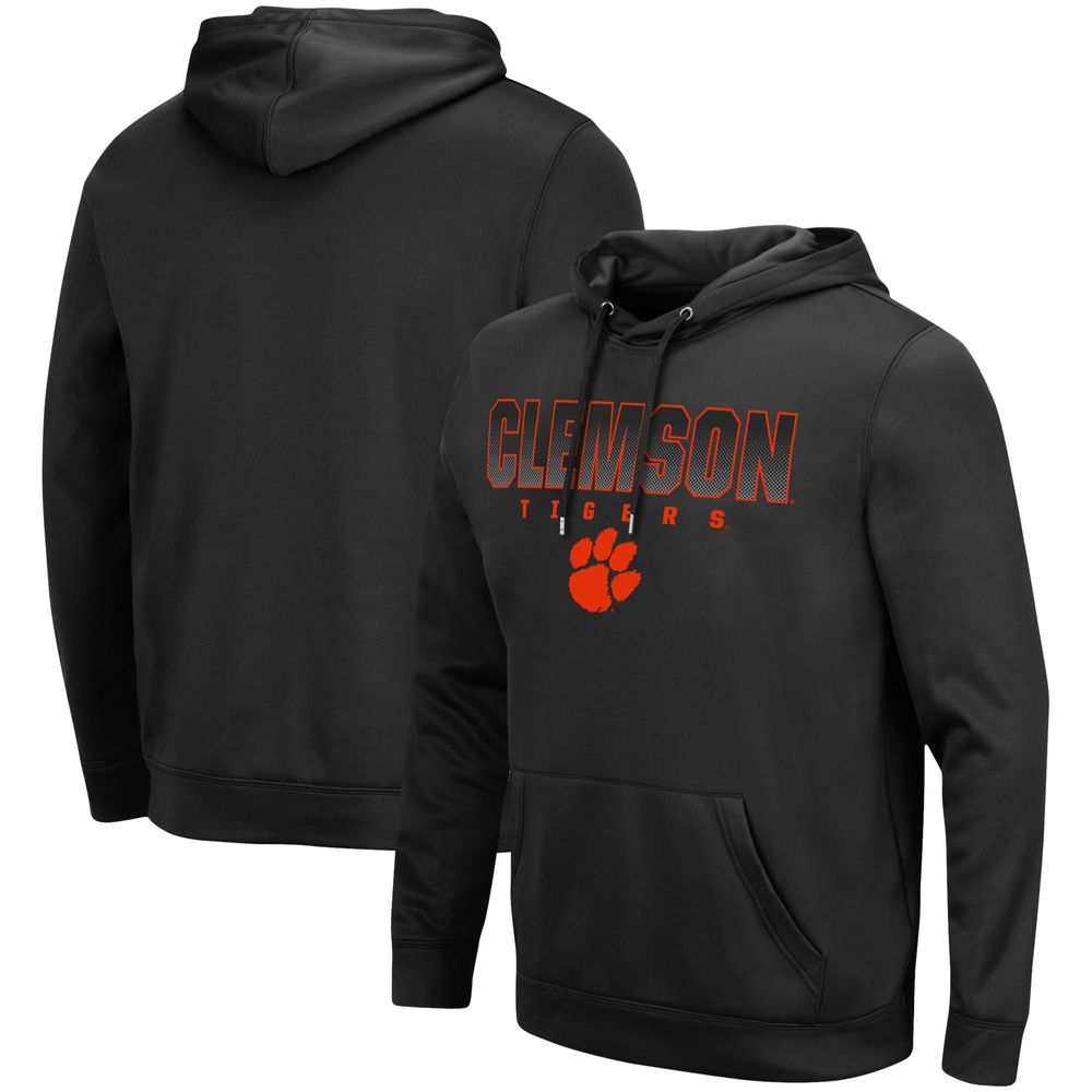 Men's Colosseum Black Clemson Tigers Blackout 3.0 Pullover Hoodie