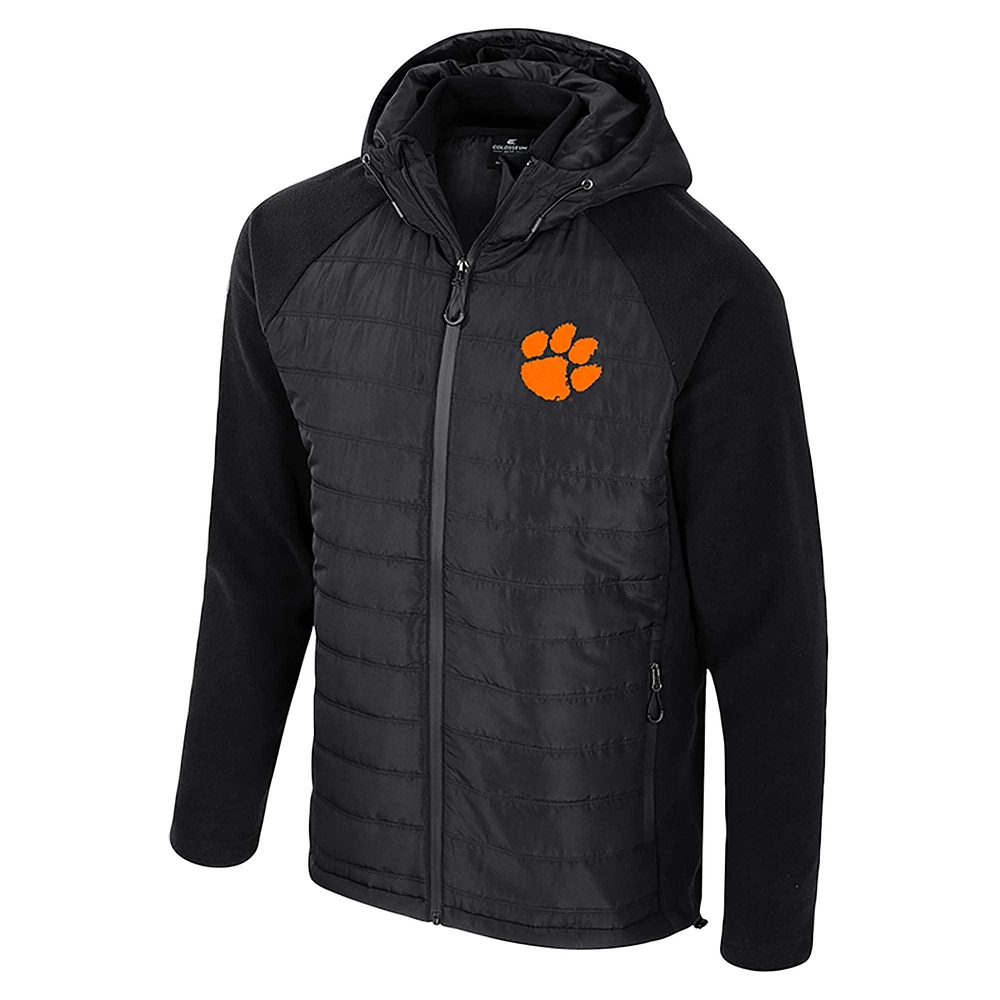 Men's Colosseum Black Clemson Tigers Block The Sun Full-Zip Hooded Jacket