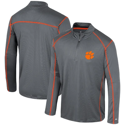 Men's Colosseum Black Clemson Tigers Cameron Quarter-Zip Windshirt