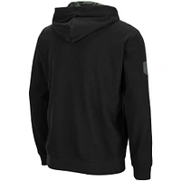 Men's Colosseum Black Clemson Tigers OHT Slim Fit Lightweight Waffle Full-Zip Hoodie