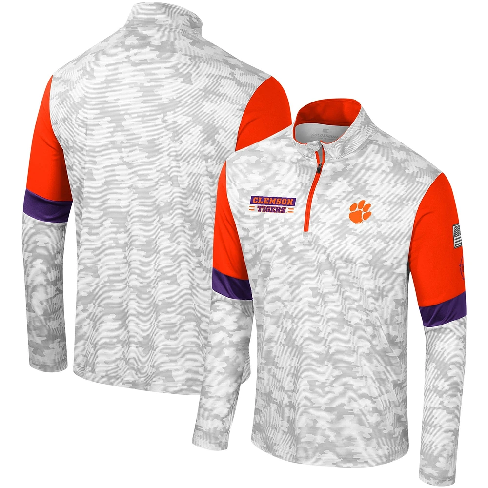 Coupe-vent à quart de zip Colosseum Camo Clemson Tigers OHT pour hommes Appréciation militaire Tomahawk