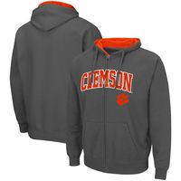 Men's Colosseum Charcoal Clemson Tigers Arch & Logo 3.0 Full-Zip Hoodie