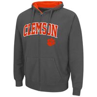 Men's Colosseum Charcoal Clemson Tigers Arch & Logo 3.0 Full-Zip Hoodie